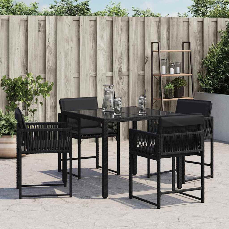 Garden Chairs with Cushions 4 pcs Black Poly Rattan Payday Deals