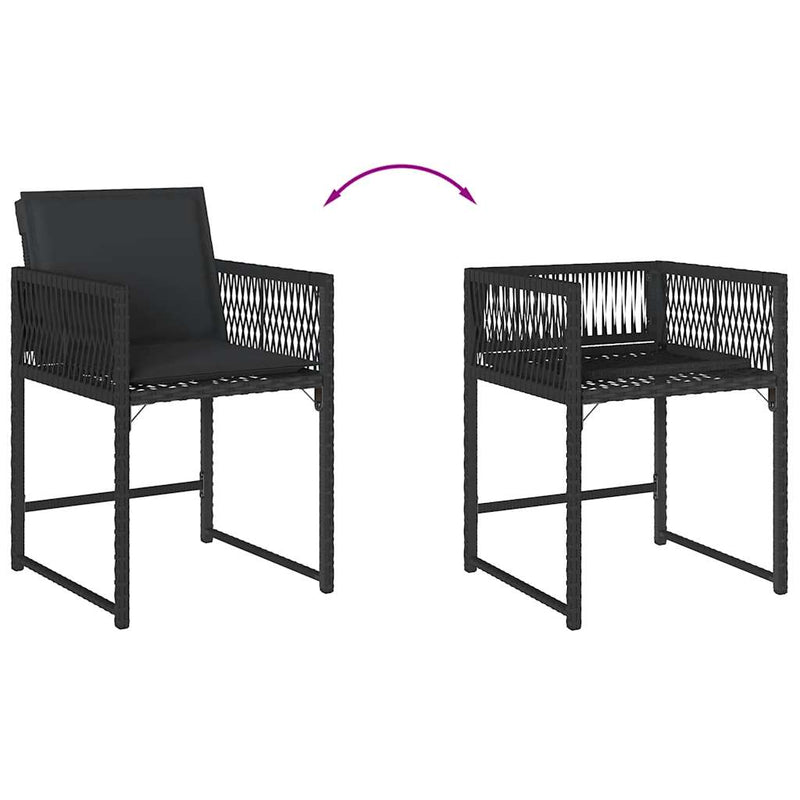 Garden Chairs with Cushions 4 pcs Black Poly Rattan Payday Deals