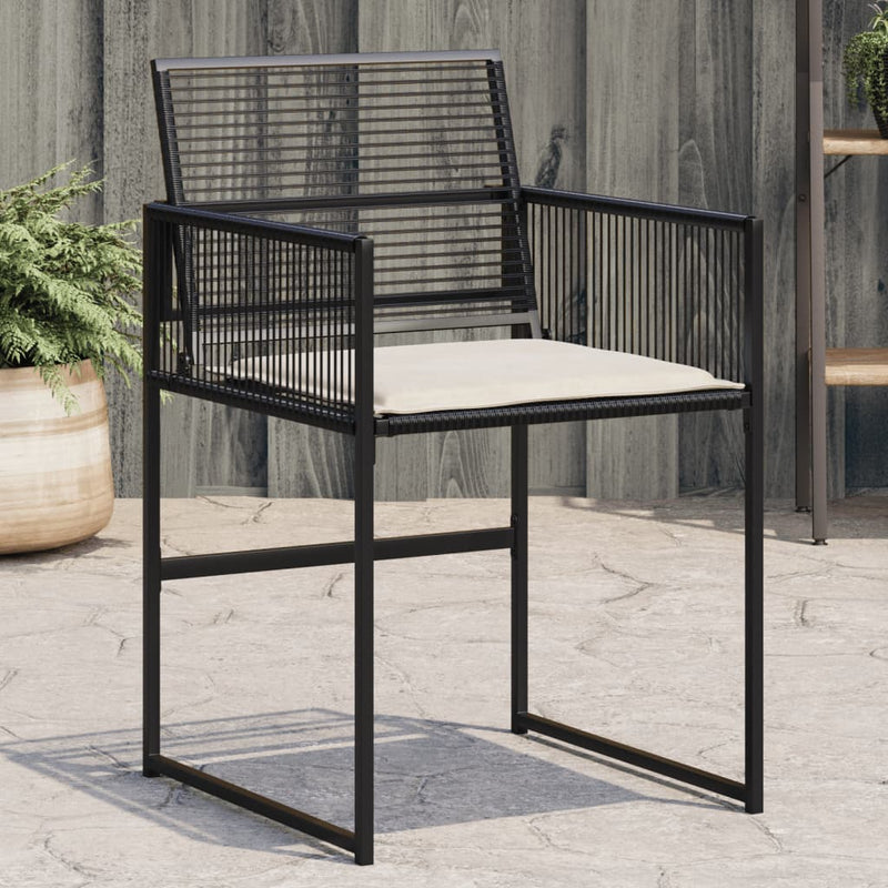 Garden Chairs with Cushions 4 pcs Black Poly Rattan Payday Deals