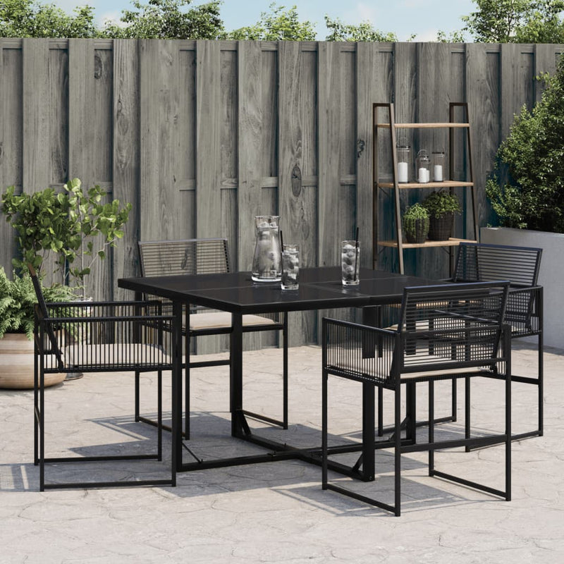 Garden Chairs with Cushions 4 pcs Black Poly Rattan Payday Deals