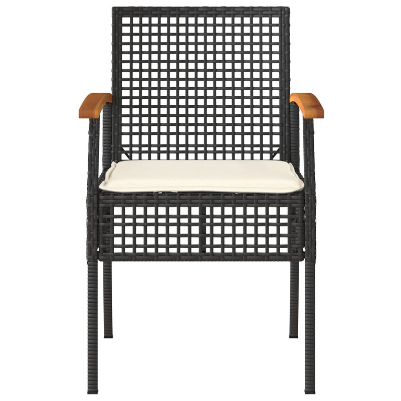 Garden Chairs with Cushions 4 pcs Black Poly Rattan Acacia Wood Payday Deals