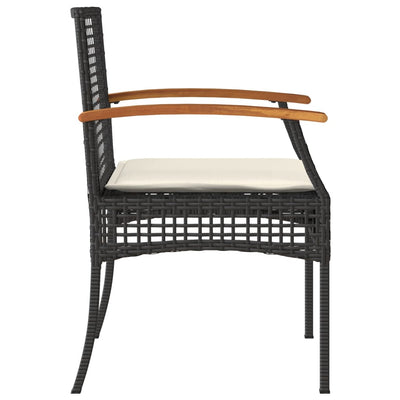 Garden Chairs with Cushions 4 pcs Black Poly Rattan Acacia Wood Payday Deals