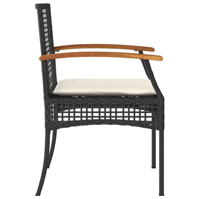 Garden Chairs with Cushions 4 pcs Black Poly Rattan Acacia Wood Payday Deals