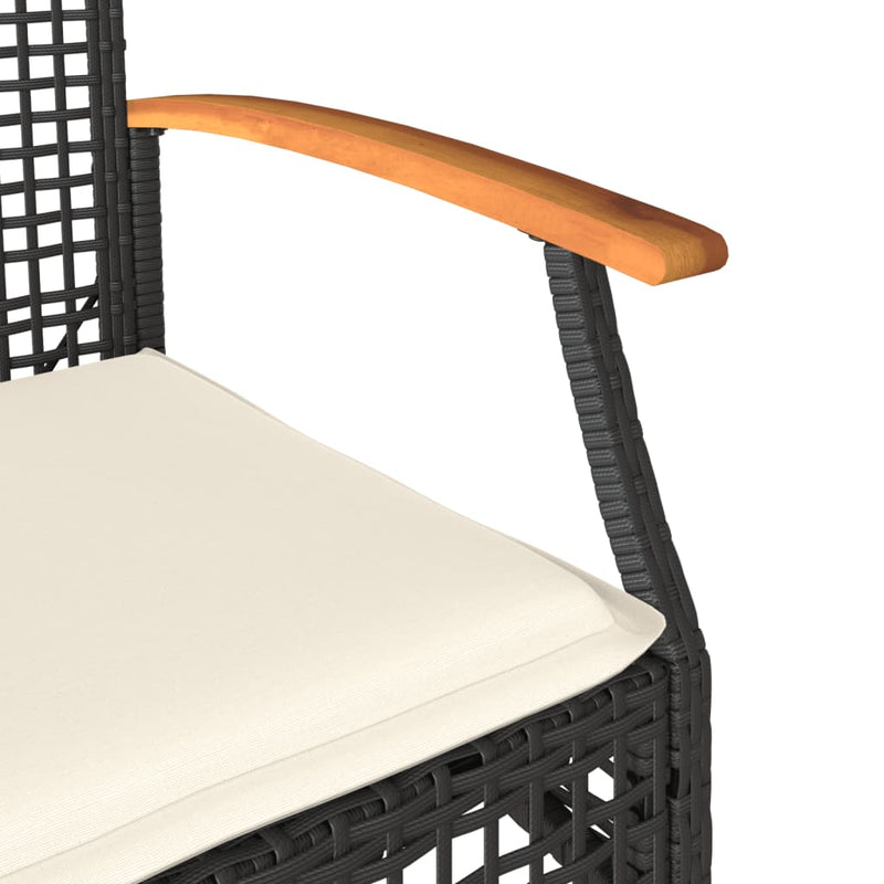 Garden Chairs with Cushions 4 pcs Black Poly Rattan Acacia Wood Payday Deals