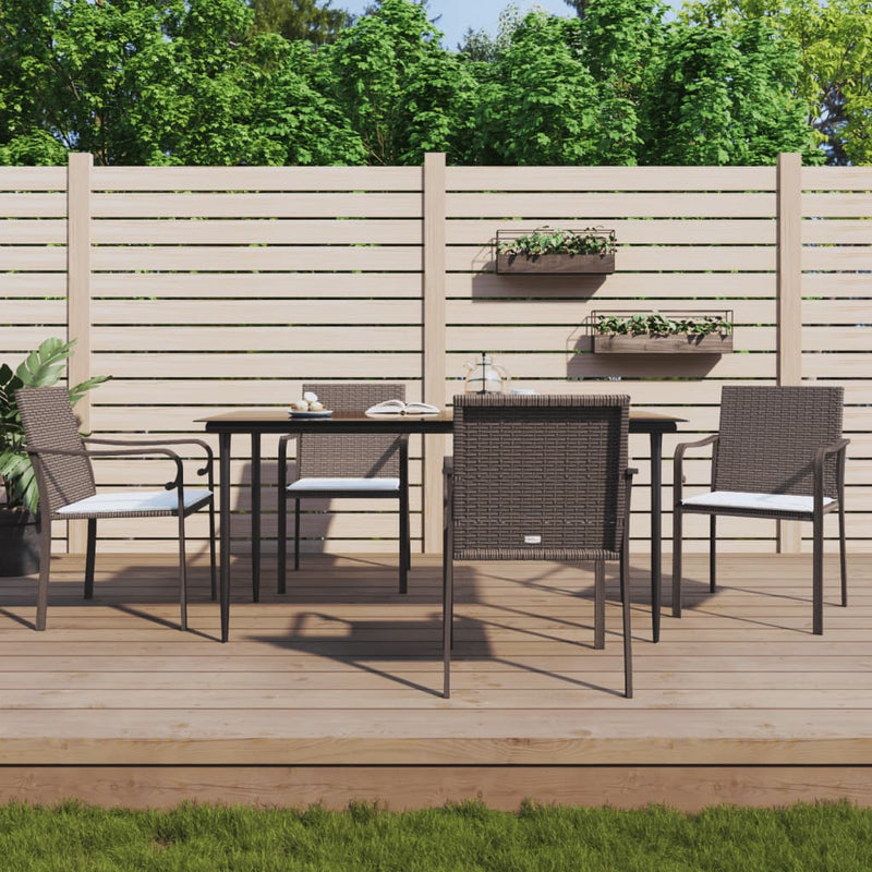 Garden Chairs with Cushions 4 pcs Brown 56x59x84 cm Poly Rattan Payday Deals
