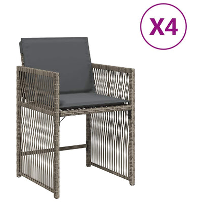 Garden Chairs with Cushions 4 pcs Grey Poly Rattan Payday Deals