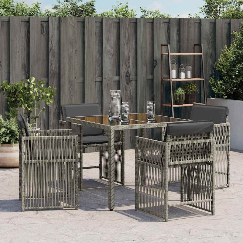Garden Chairs with Cushions 4 pcs Grey Poly Rattan Payday Deals