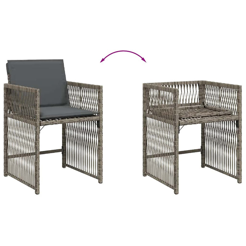 Garden Chairs with Cushions 4 pcs Grey Poly Rattan Payday Deals