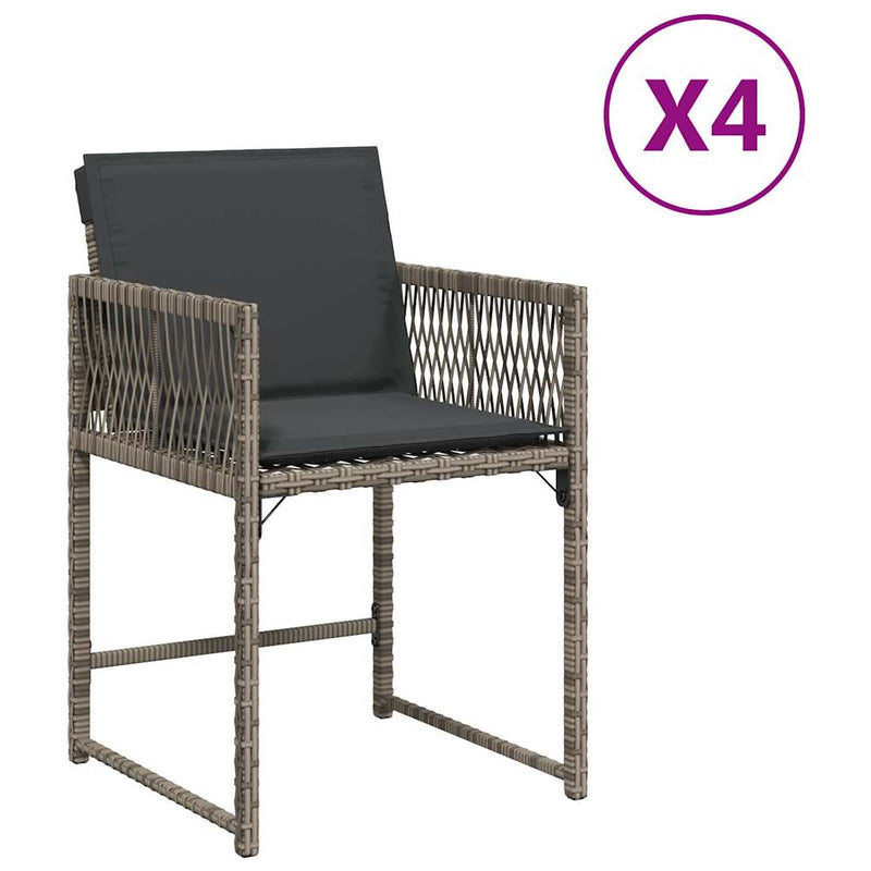 Garden Chairs with Cushions 4 pcs Grey Poly Rattan Payday Deals