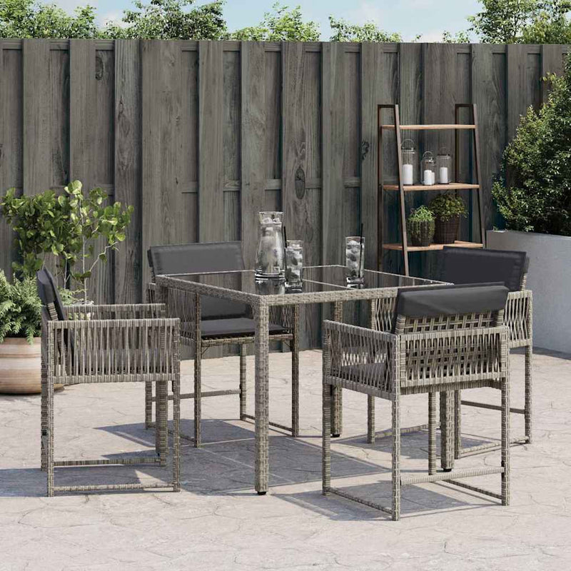 Garden Chairs with Cushions 4 pcs Grey Poly Rattan Payday Deals