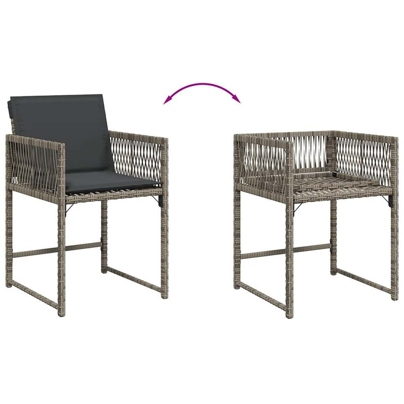 Garden Chairs with Cushions 4 pcs Grey Poly Rattan Payday Deals