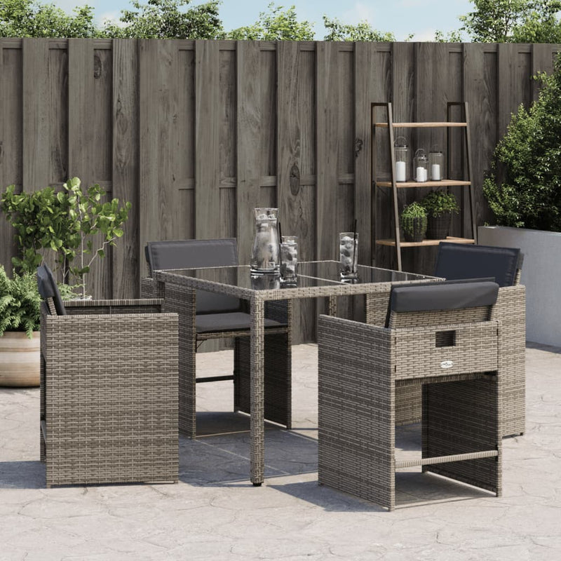 Garden Chairs with Cushions 4 pcs Grey Poly Rattan Payday Deals