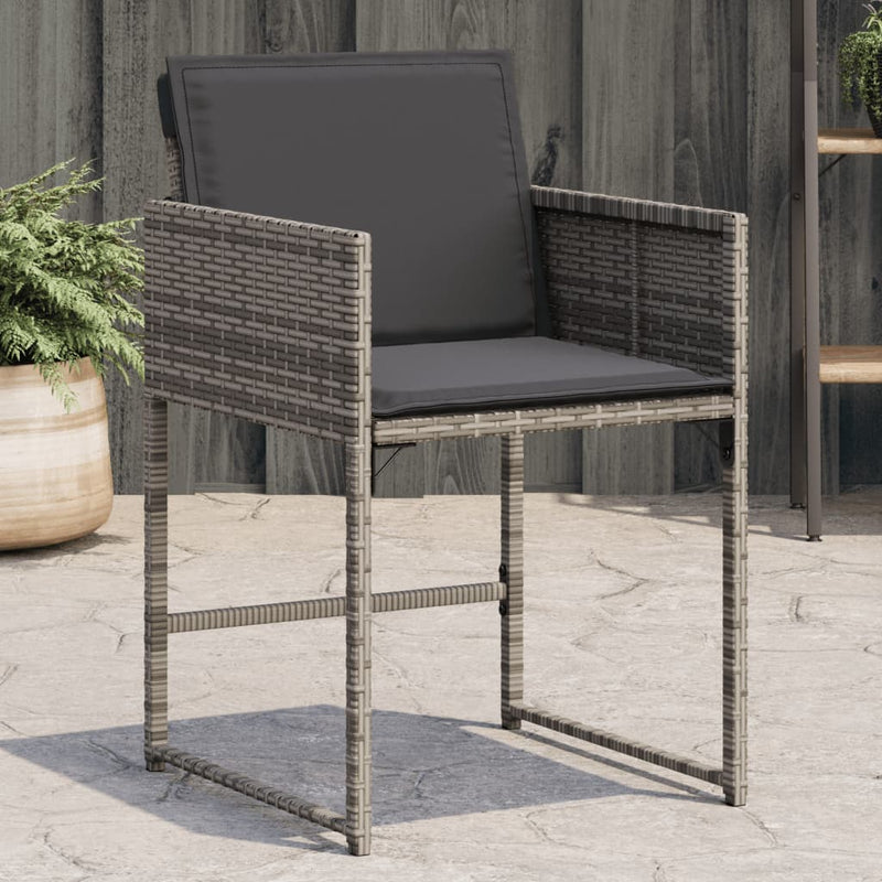 Garden Chairs with Cushions 4 pcs Grey Poly Rattan Payday Deals