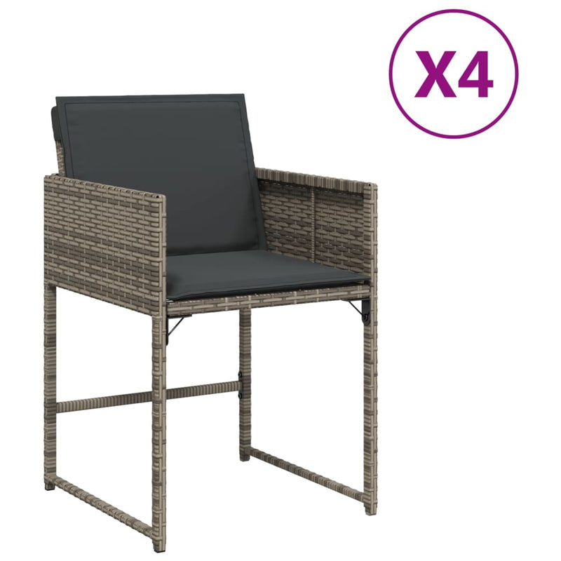 Garden Chairs with Cushions 4 pcs Grey Poly Rattan Payday Deals