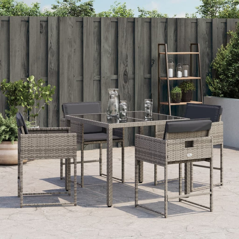 Garden Chairs with Cushions 4 pcs Grey Poly Rattan Payday Deals