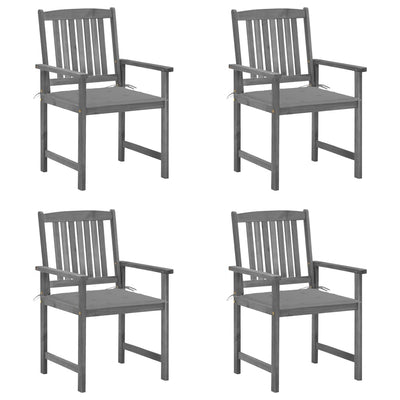 Garden Chairs with Cushions 4 pcs Grey Solid Acacia Wood