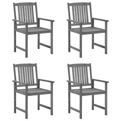 Garden Chairs with Cushions 4 pcs Grey Solid Acacia Wood Payday Deals