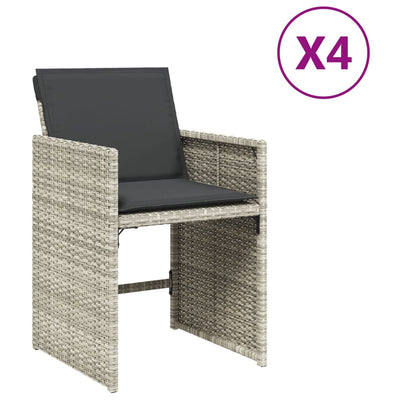 Garden Chairs with Cushions 4 pcs Light Grey Poly Rattan Payday Deals