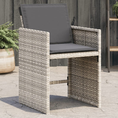 Garden Chairs with Cushions 4 pcs Light Grey Poly Rattan