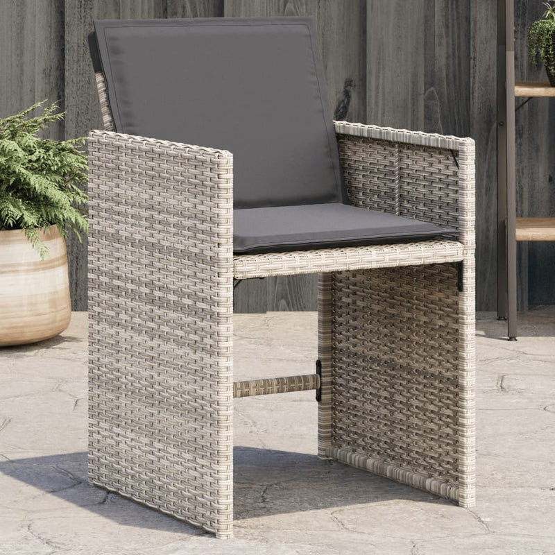 Garden Chairs with Cushions 4 pcs Light Grey Poly Rattan Payday Deals