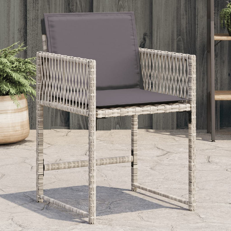 Garden Chairs with Cushions 4 pcs Light Grey Poly Rattan Payday Deals