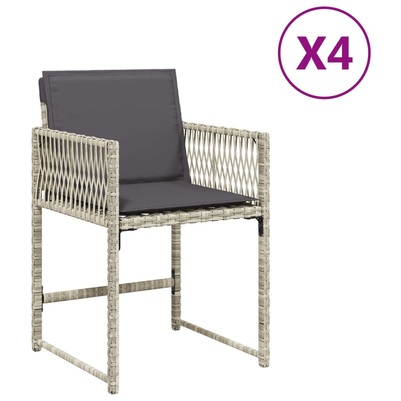 Garden Chairs with Cushions 4 pcs Light Grey Poly Rattan Payday Deals