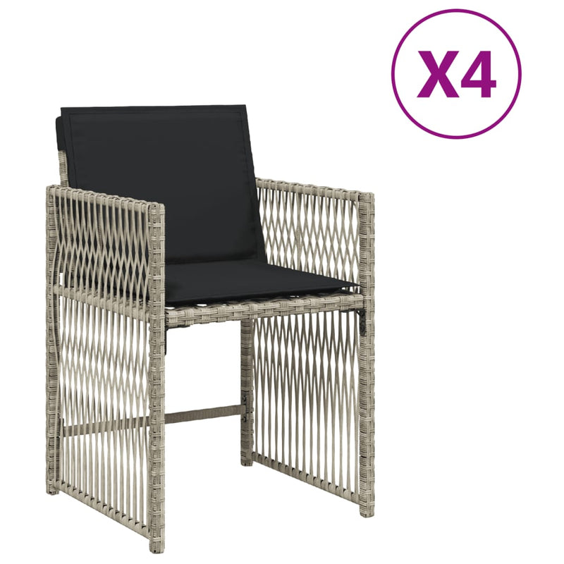 Garden Chairs with Cushions 4 pcs Light Grey Poly Rattan Payday Deals