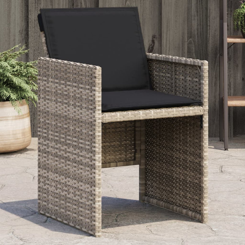 Garden Chairs with Cushions 4 pcs Light Grey Poly Rattan Payday Deals