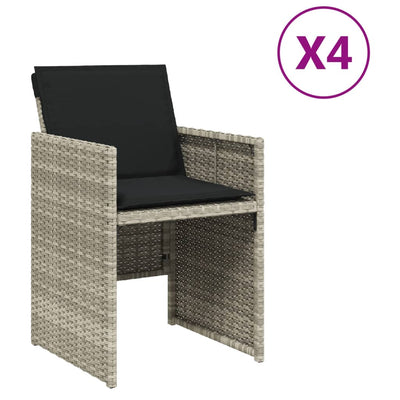 Garden Chairs with Cushions 4 pcs Light Grey Poly Rattan Payday Deals