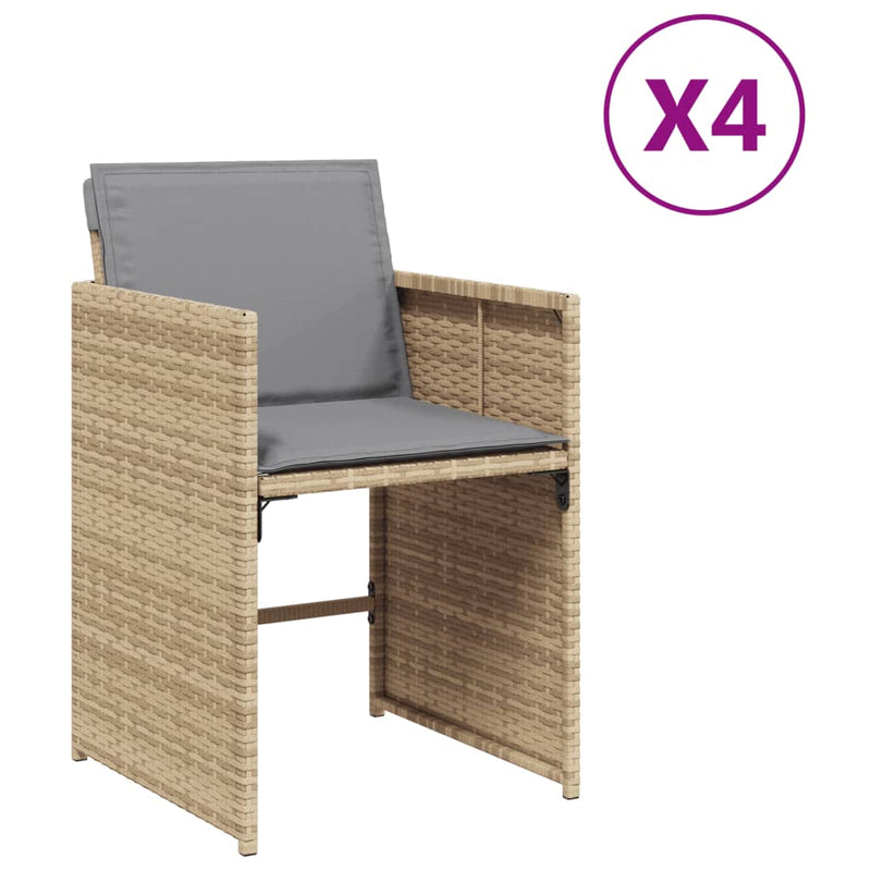 Garden Chairs with Cushions 4 pcs Mix Beige Poly Rattan Payday Deals
