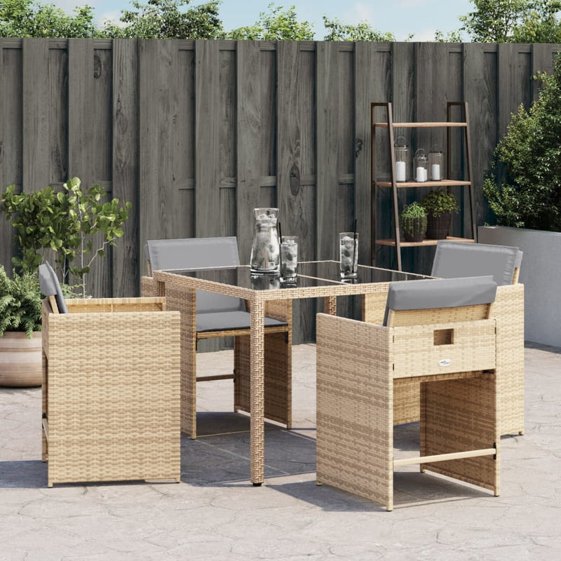 Garden Chairs with Cushions 4 pcs Mix Beige Poly Rattan Payday Deals