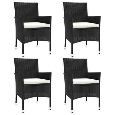 Garden Chairs with Cushions 4 pcs Poly Rattan Black Payday Deals