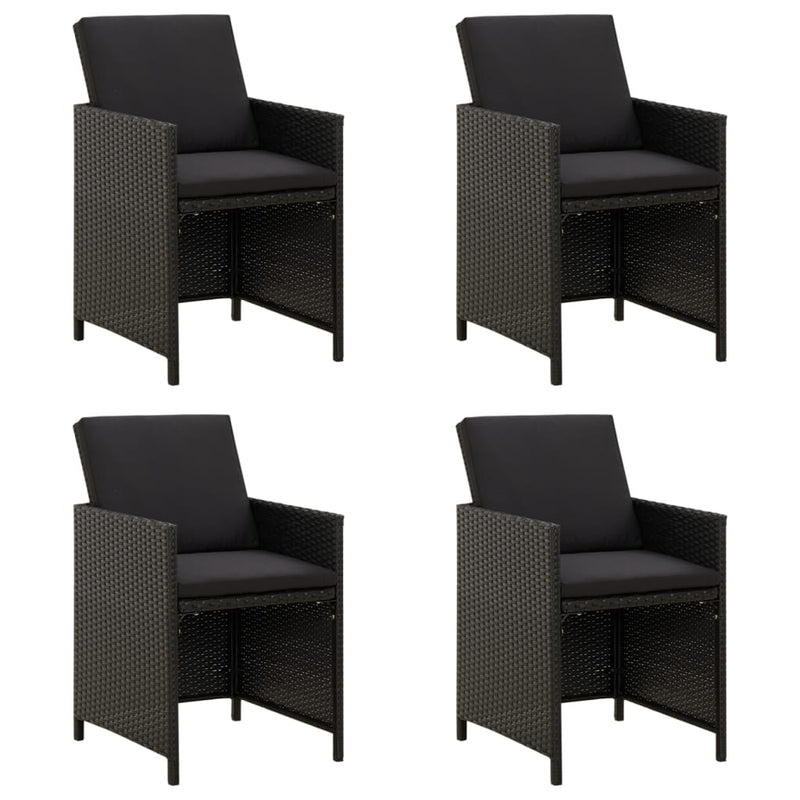 Garden Chairs with Cushions 4 pcs Poly Rattan Black Payday Deals