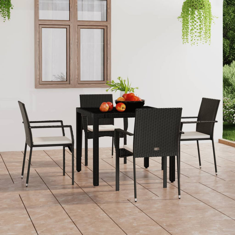 Garden Chairs with Cushions 4 pcs Poly Rattan Black Payday Deals