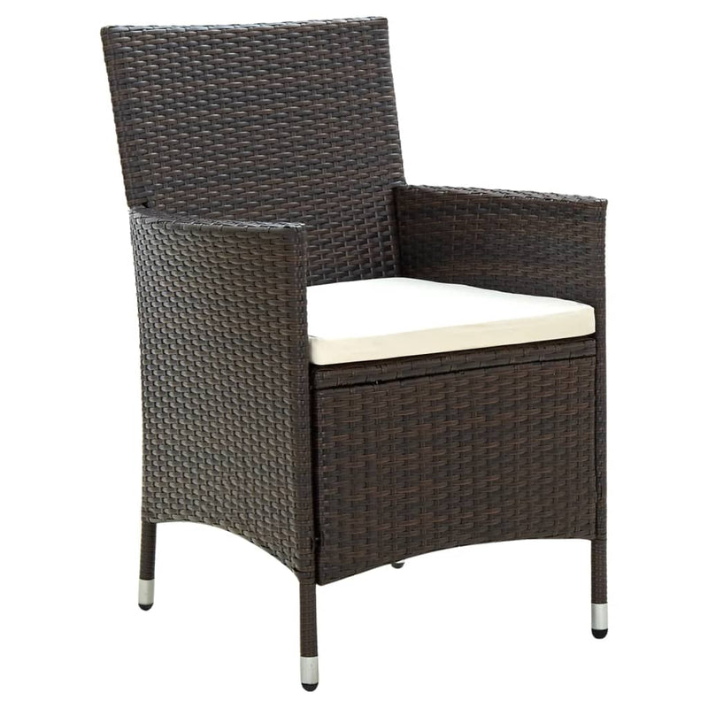 Garden Chairs with Cushions 4 pcs Poly Rattan Brown Payday Deals