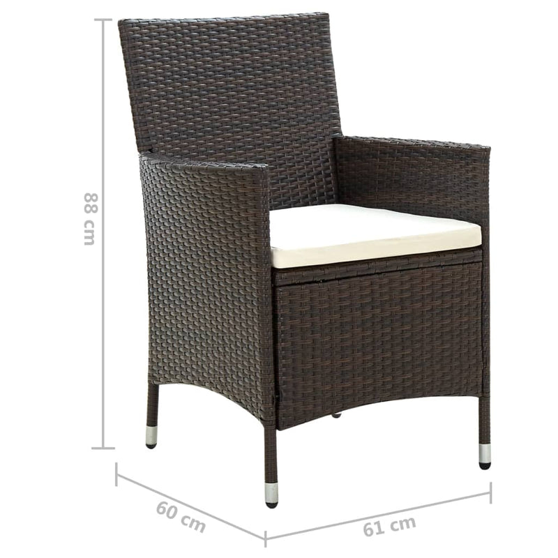 Garden Chairs with Cushions 4 pcs Poly Rattan Brown Payday Deals