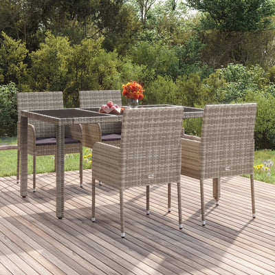 Garden Chairs with Cushions 4 pcs Poly Rattan Grey