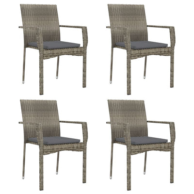 Garden Chairs with Cushions 4 pcs Poly Rattan Grey Payday Deals