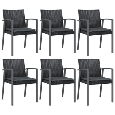 Garden Chairs with Cushions 6 pcs Black 56.5x57x83 cm Poly Rattan Payday Deals