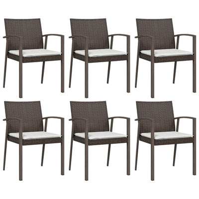 Garden Chairs with Cushions 6 pcs Brown 56.5x57x83 cm Poly Rattan Payday Deals