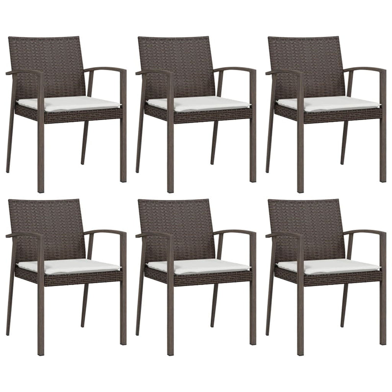 Garden Chairs with Cushions 6 pcs Brown 56.5x57x83 cm Poly Rattan Payday Deals