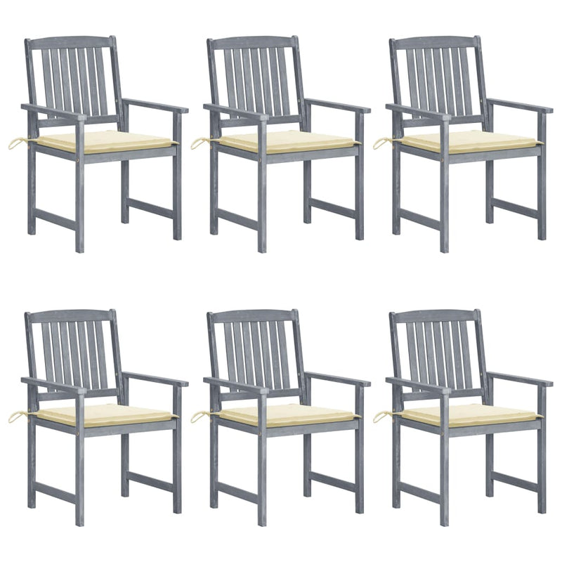 Garden Chairs with Cushions 6 pcs Solid Wood Acacia Grey Payday Deals