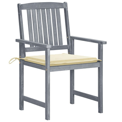 Garden Chairs with Cushions 6 pcs Solid Wood Acacia Grey Payday Deals