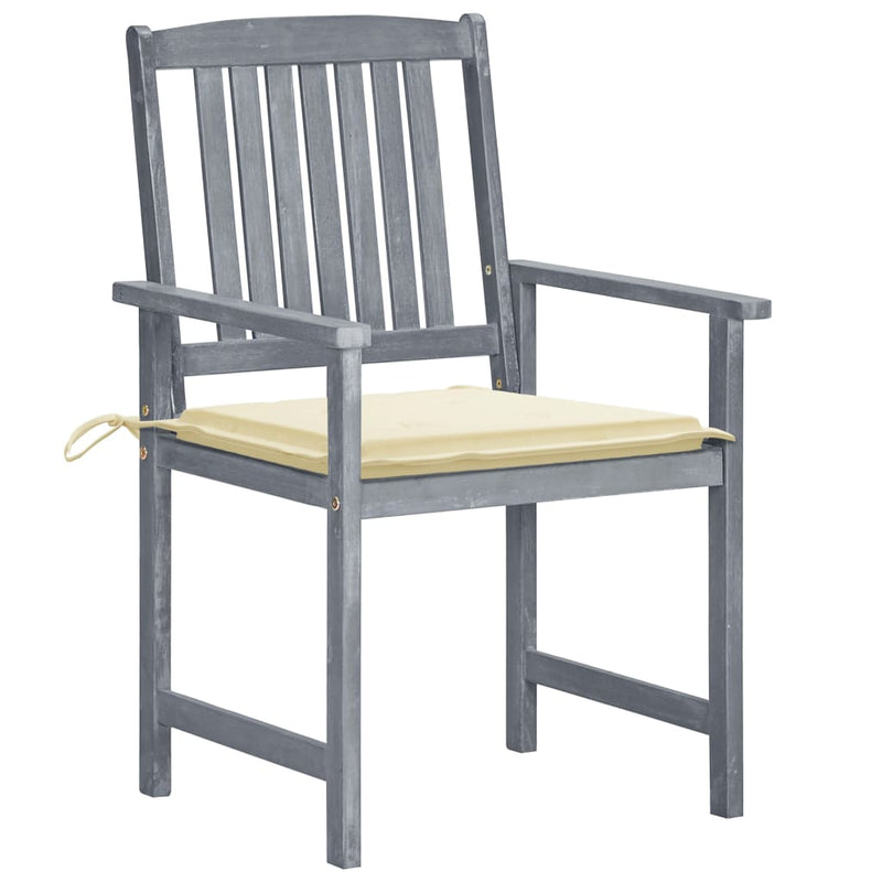 Garden Chairs with Cushions 6 pcs Solid Wood Acacia Grey Payday Deals