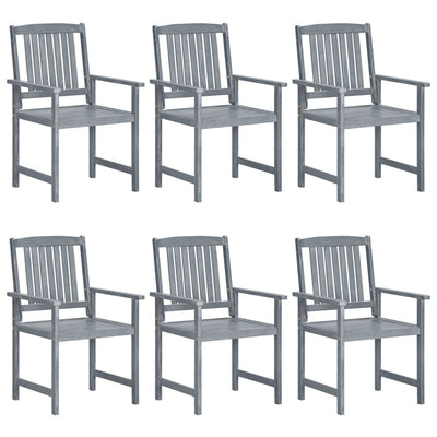 Garden Chairs with Cushions 6 pcs Solid Wood Acacia Grey Payday Deals