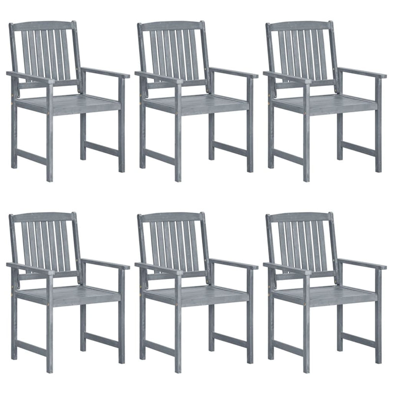 Garden Chairs with Cushions 6 pcs Solid Wood Acacia Grey Payday Deals