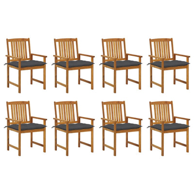 Garden Chairs with Cushions 8 pcs Solid Acacia Wood