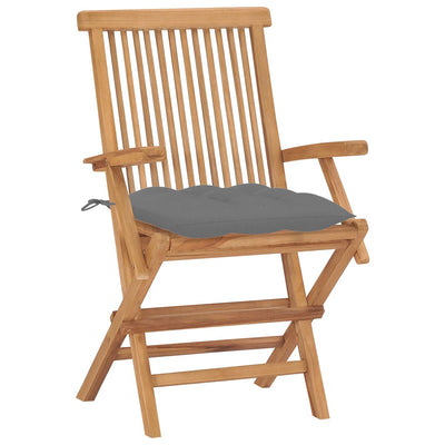 Garden Chairs with Grey Cushions 2 pcs Solid Teak Wood Payday Deals