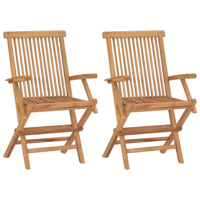 Garden Chairs with Grey Cushions 2 pcs Solid Teak Wood Payday Deals