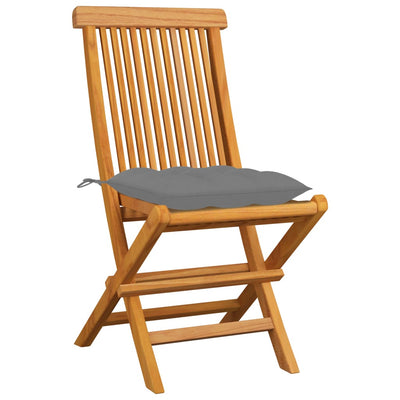 Garden Chairs with Grey Cushions 4 pcs Solid Teak Wood Payday Deals